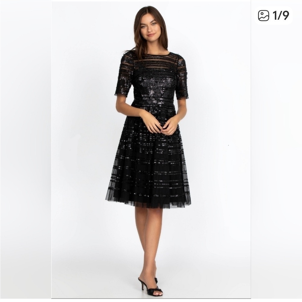 NWT Johnny Was Black Sequin Midi Dress